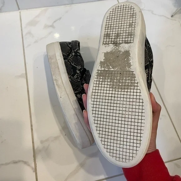 Steven Madden. | Neutral Colour Snake Print Slip On Flat Shoes - Picture 9 of 15